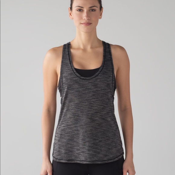 LULULEMON Glide and Stride Cutout Racerback Mesh Tank in Heathered Black Grey - Picture 3 of 13